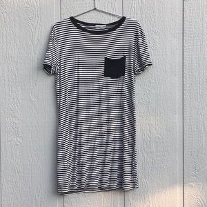 Stripped T-shirt Dress with pocket